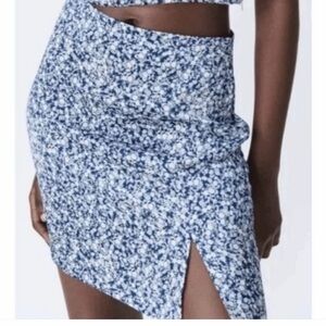 Zara Blue and White Floral Skirt